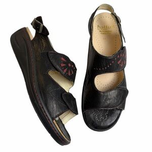 Fidelio Hallux orthopedic black wedge sandal Velcro straps slingback 40